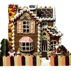 Traditions 433439 Vintage Large Lighted Gingerbread House with Santa